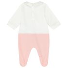 White & Pink Teddy Bear Logo Babygrow, 3, hi-res