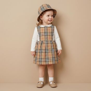 Baby Girls Beige & White Dress Set
