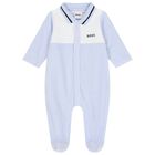 Baby Boys Blue & White Logo Babygrow, 2, hi-res