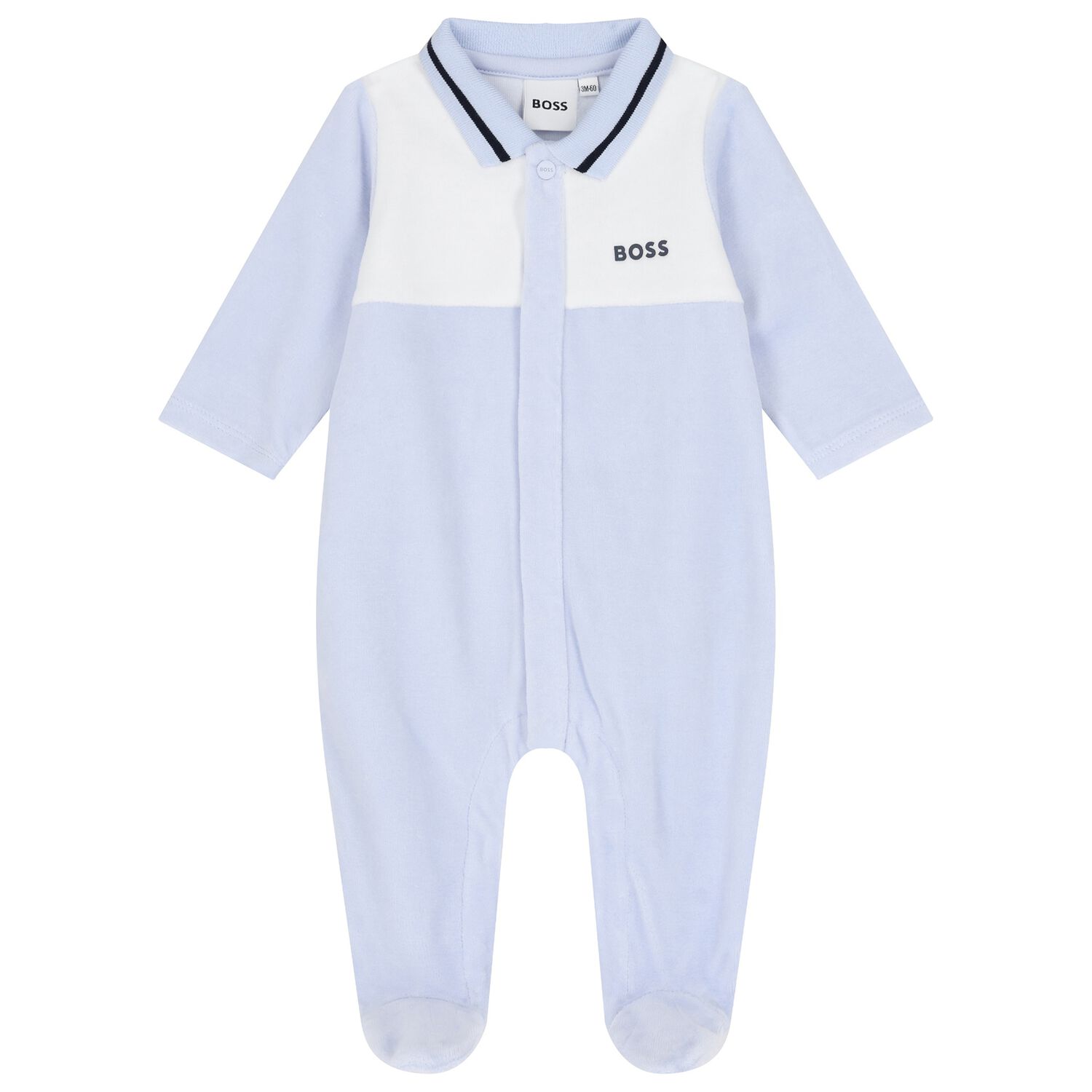 Baby Boys Blue & White Logo Babygrow, 2, hi-res