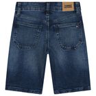 Boys Blue Denim Shorts, 1, hi-res
