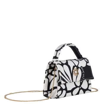 Girls White & Black Floral Handbag