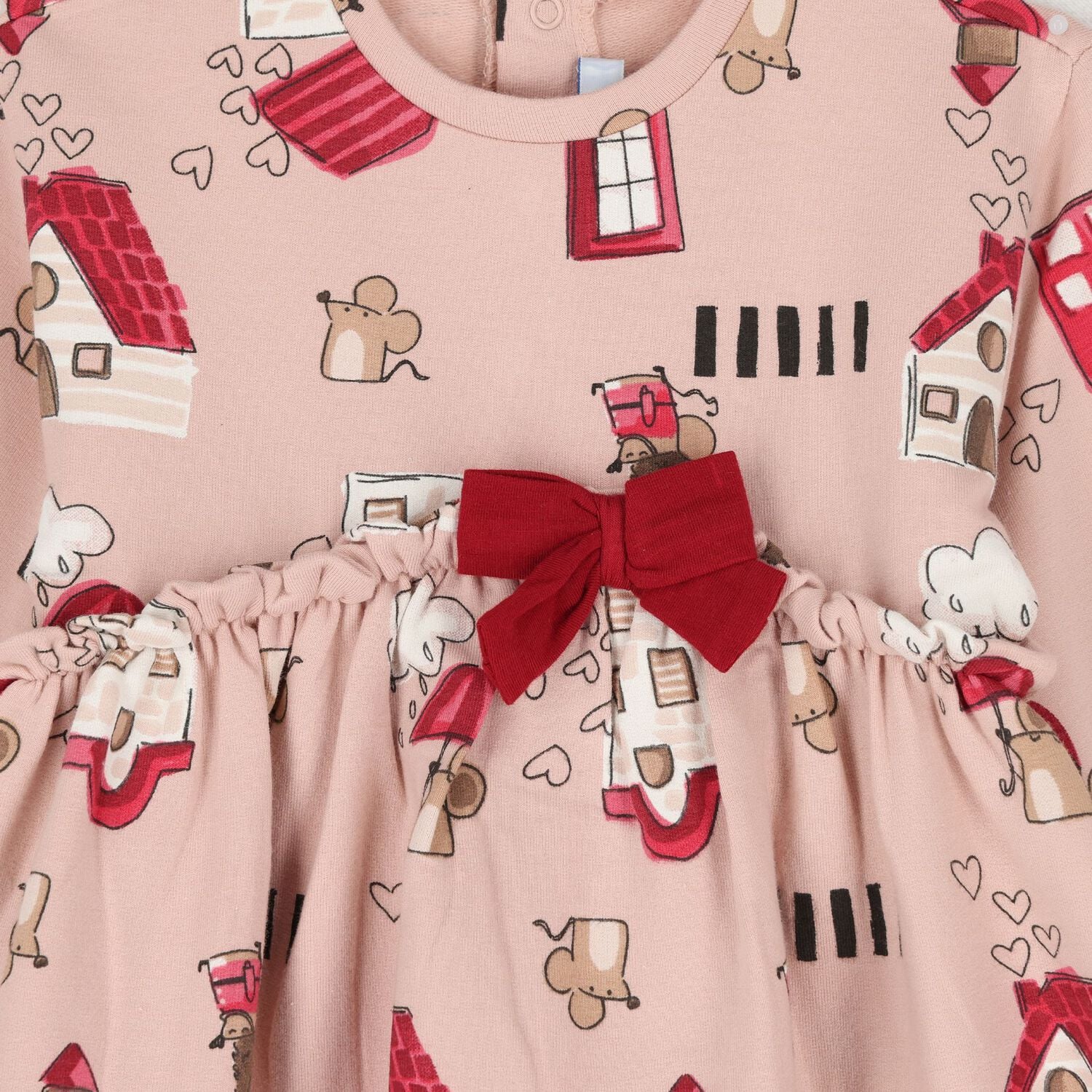 Younger Girls Pink London Themed Print Dress, 1, hi-res