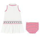 Younger Girls White & Pink Logo Polo Dress Set, 1, hi-res