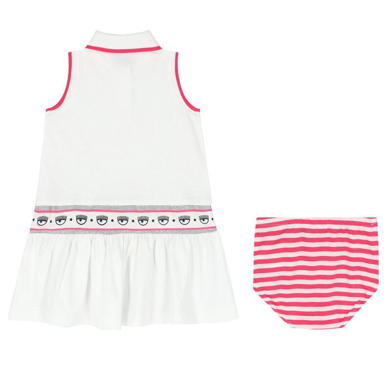 Younger Girls White & Pink Logo Polo Dress Set, 1, hi-res image number null