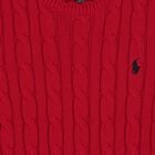 Girls Red Cable Knit & Tartan Dress, 1, hi-res
