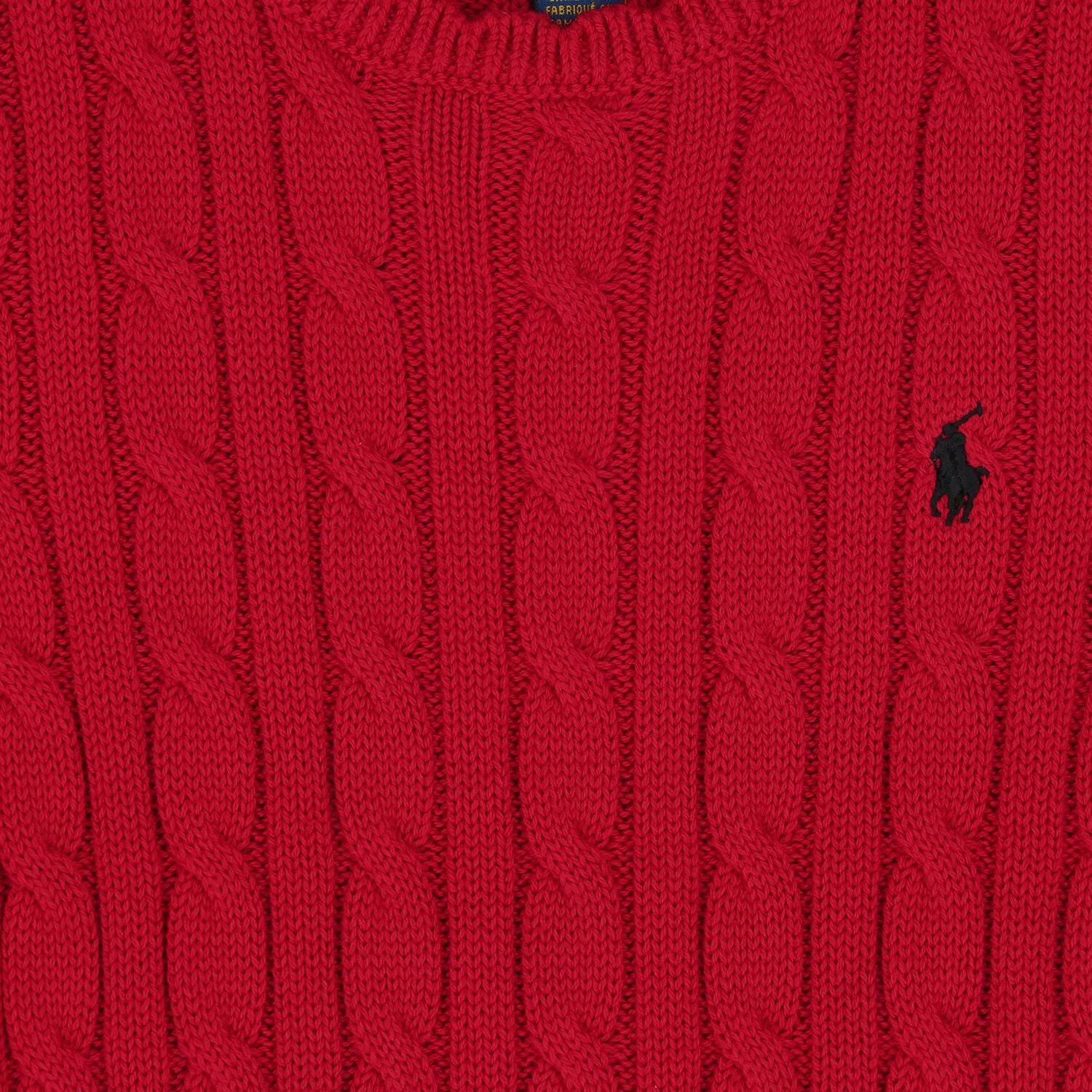 Girls Red Cable Knit & Tartan Dress, 1, hi-res