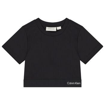 Calvin Klein Girls Black Logo T-Shirt, 1 Girls Black Logo T-Shirt