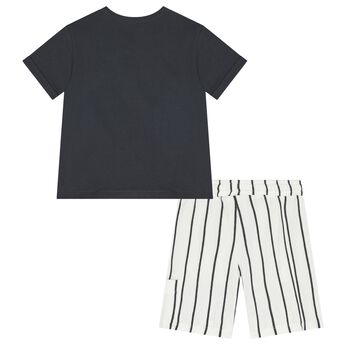 Boys Grey & White Shorts Set
