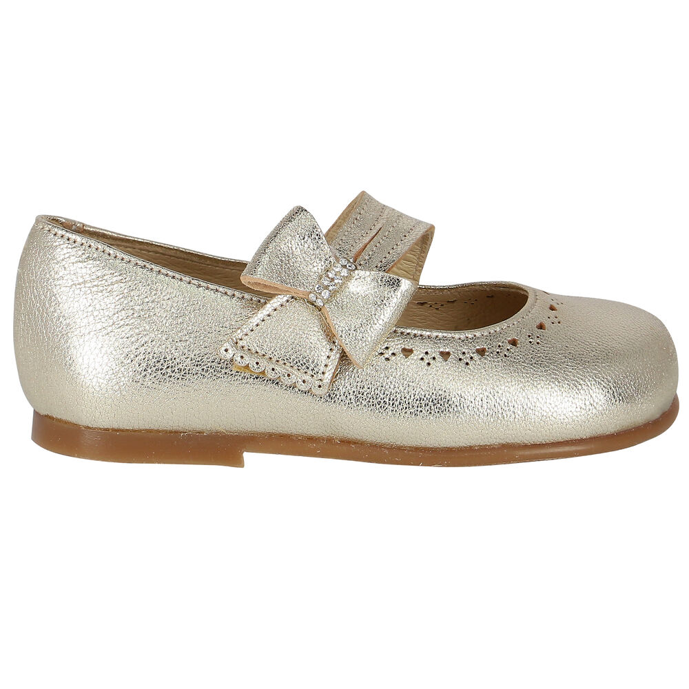 Early Days Baby Girls Gold Embellished Bow Shoes Junior Couture
