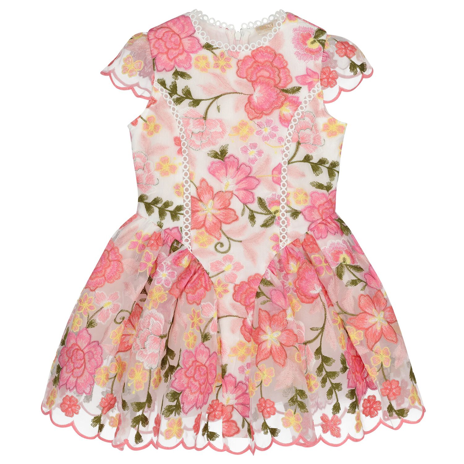 Girls Pink Embroidered Floral Dress, 1, hi-res