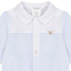 Baby Boys Blue & White Teddy Bear Babygrow, 1, hi-res
