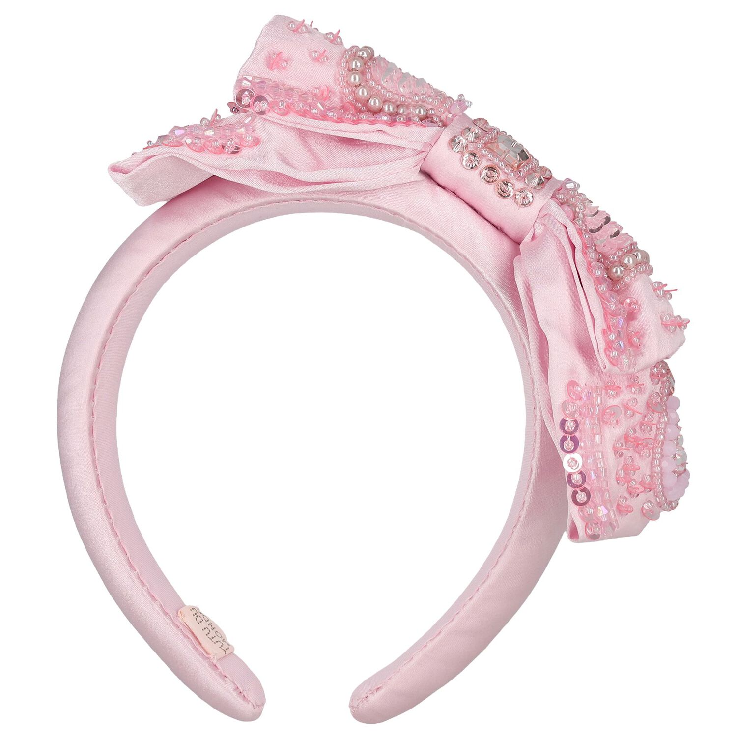 Girls Pink Bow Embellished Headband, 1, hi-res