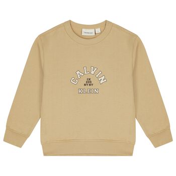 Boys Beige Logo Sweatshirt