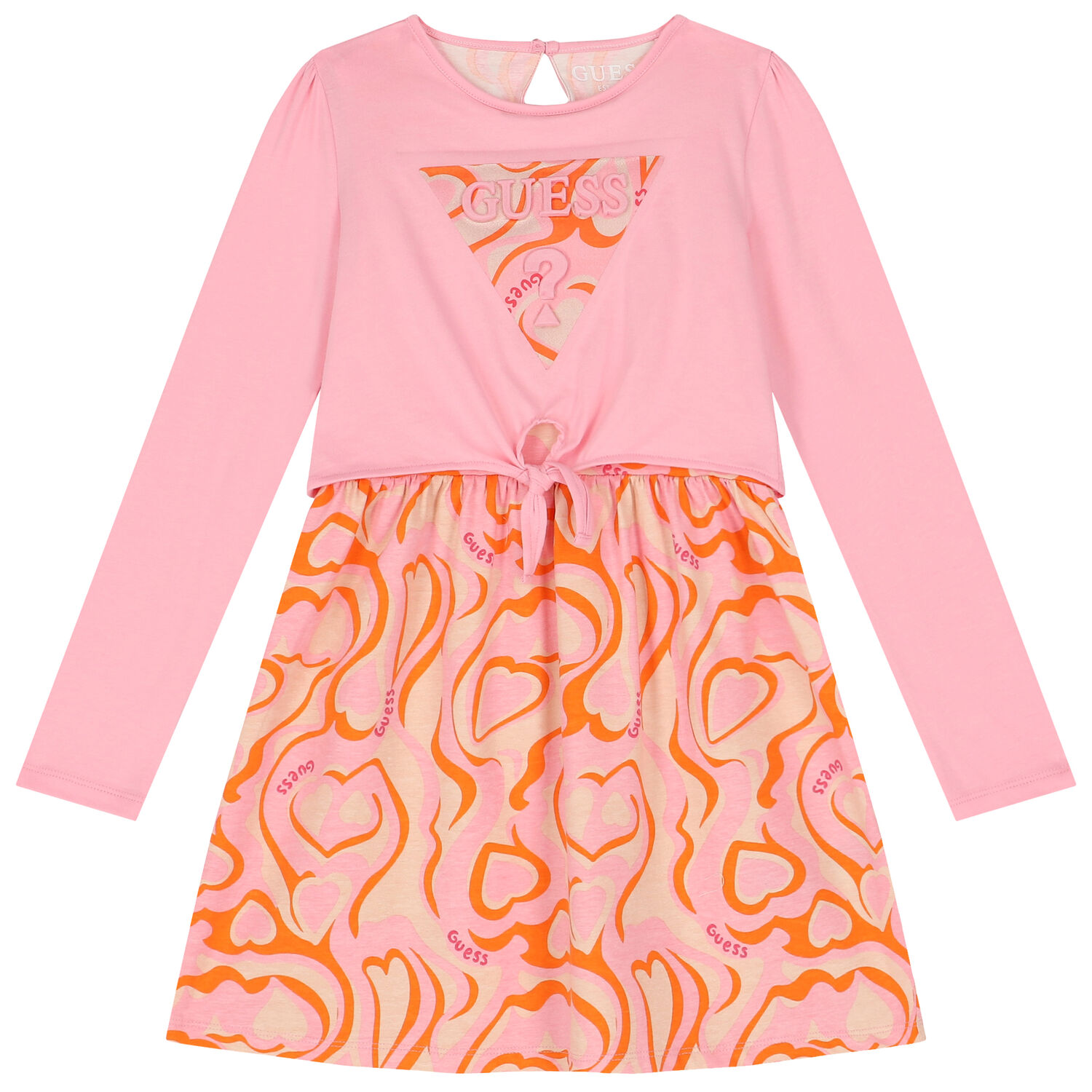 Girls Pink & Orange Logo Dress, 1, hi-res