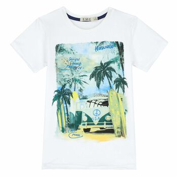 Boys White Graphic T-Shirt