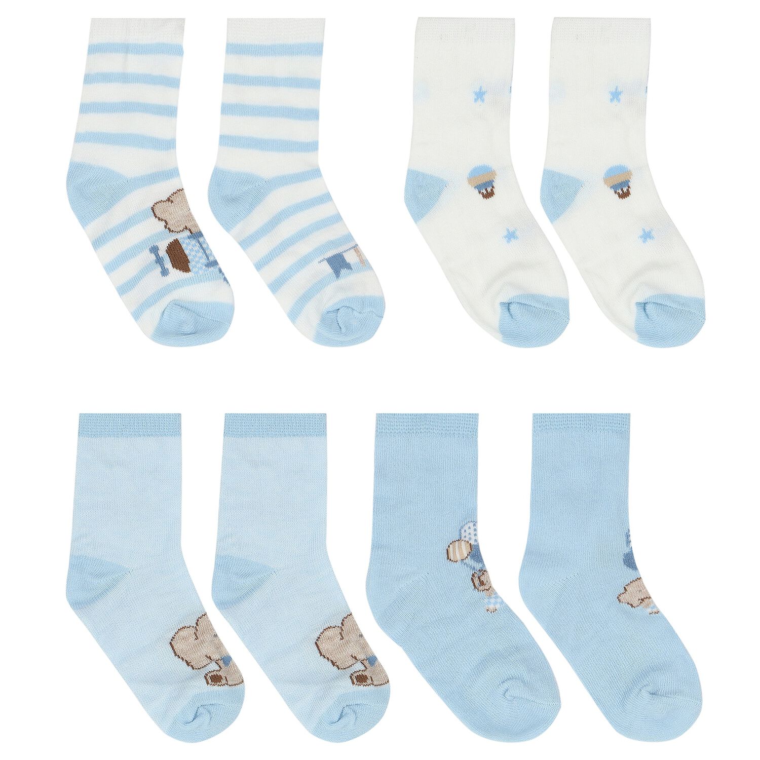 Baby Boys Blue & White Socks ( 4-Pack ), 3, hi-res image number null