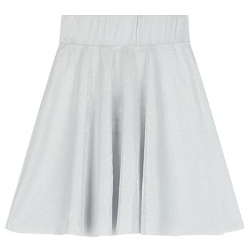 Girls Silver Plissé Skirt