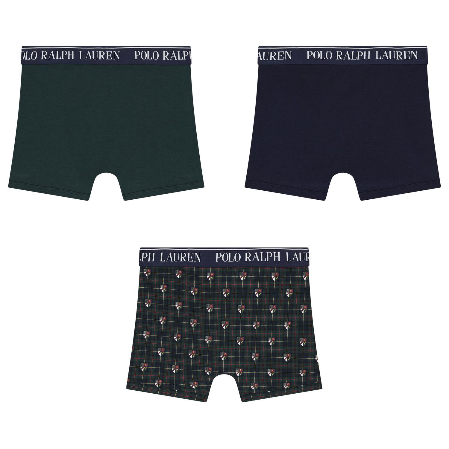 Boys Green & Navy Blue Logo Boxer Shorts ( 3-Pack ), 3, hi-res