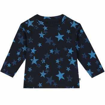 Younger Boys Navy Stars Long Sleeve Top