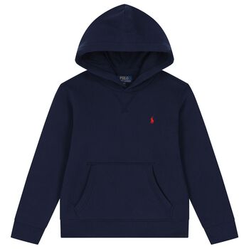 Boys Navy Blue Logo Hooded Top