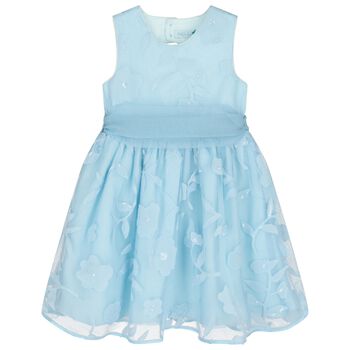 Girls Blue Cut-Out flowers Dress