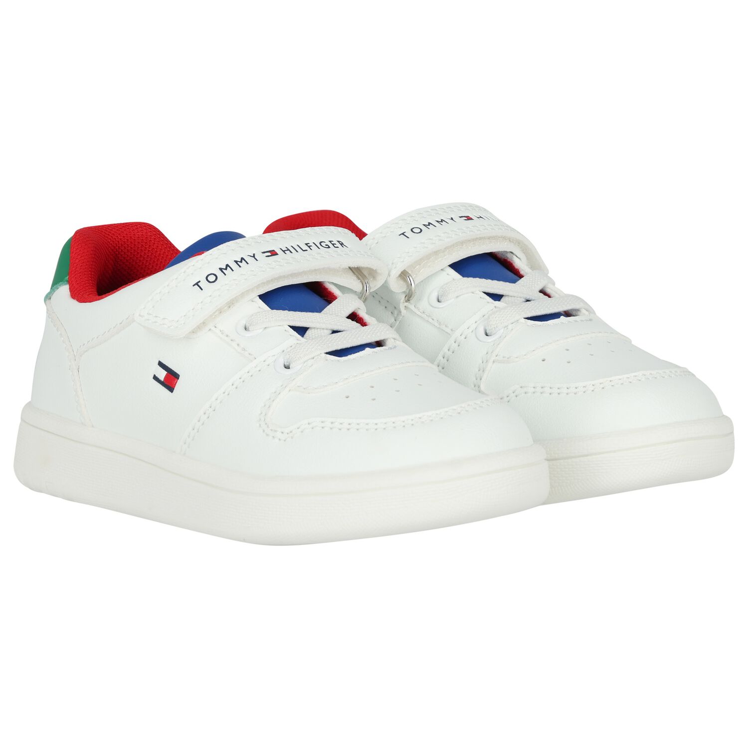 Boys White Logo Trainers, 1, hi-res