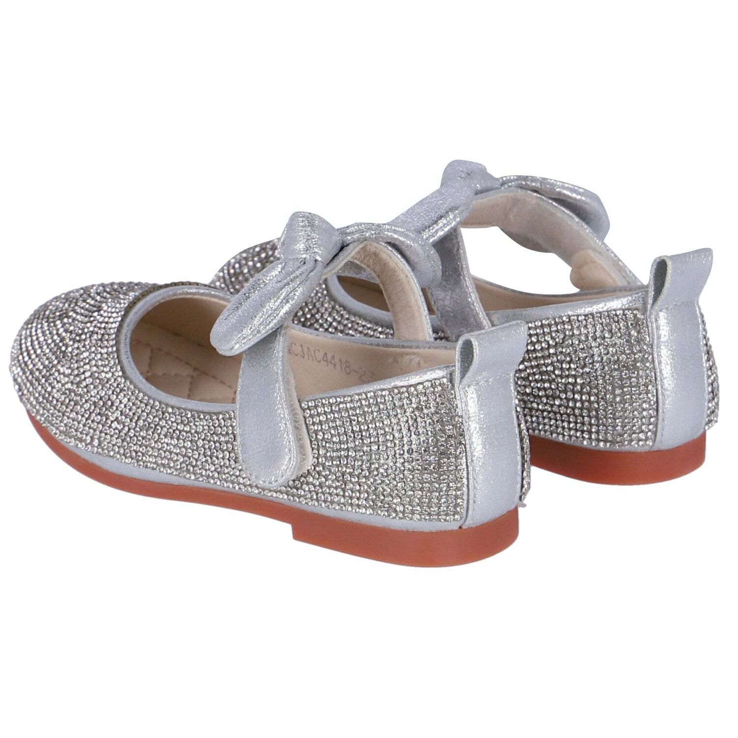 Girls Silver Ballerina Shoes, 1, hi-res