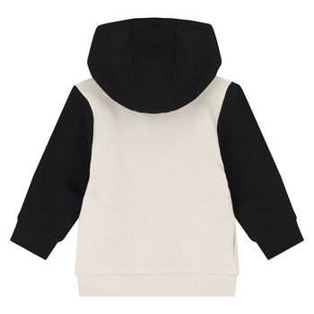Younger Boys Beige & Black Logo Zip Up Top