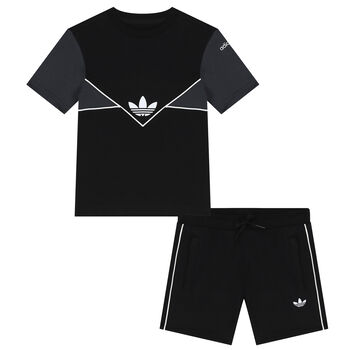 Black Logo Shorts Set