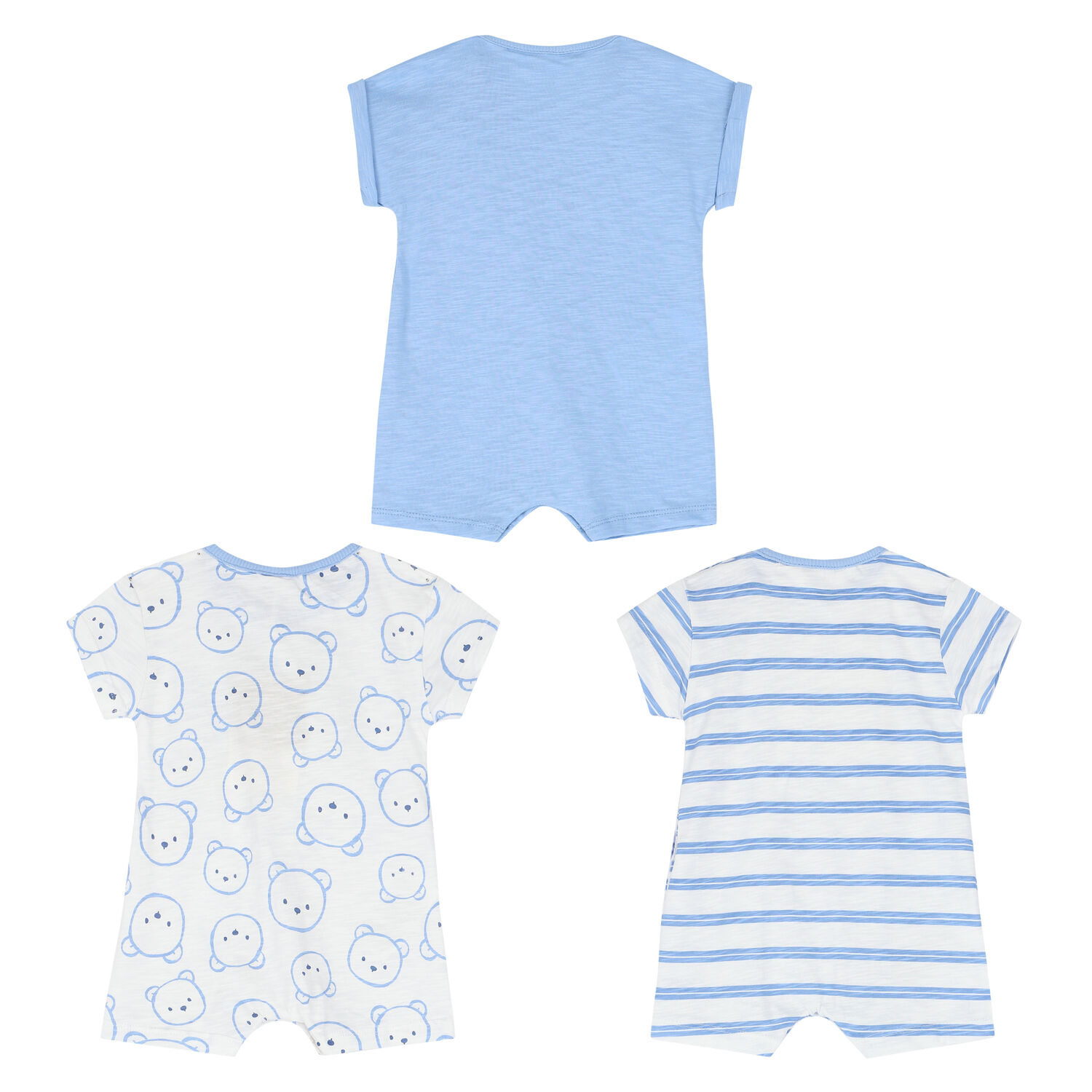 Baby Boys Blue Rompers (3 Pack), 1, hi-res image number null