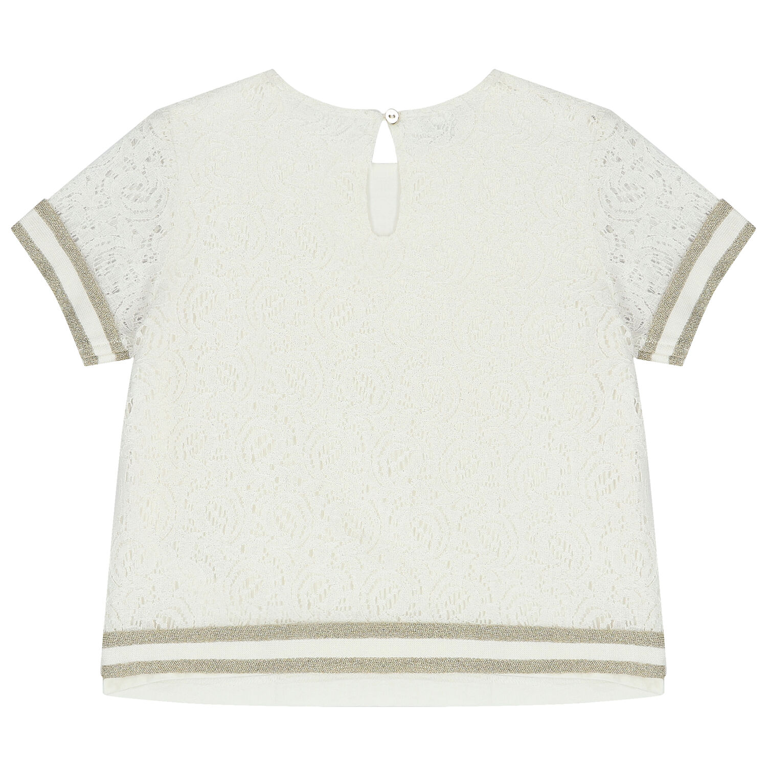 Girls Ivory & Gold Lace Top, 1, hi-res image number null