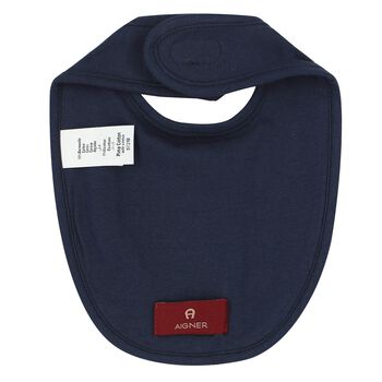 Baby Boys Navy Logo Bib