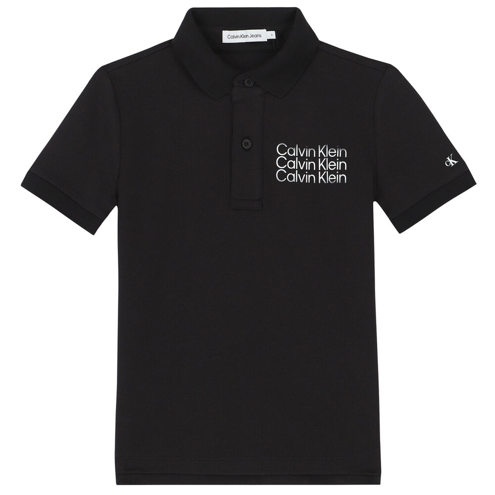 Calvin Klein Boys Black Logo Polo Shirt | Junior USA
