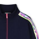Girls Navy Blue Sequin Zip Up Top, 1, hi-res