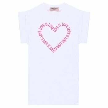 Girls Off White Embroidered Text T-Shirt Dress