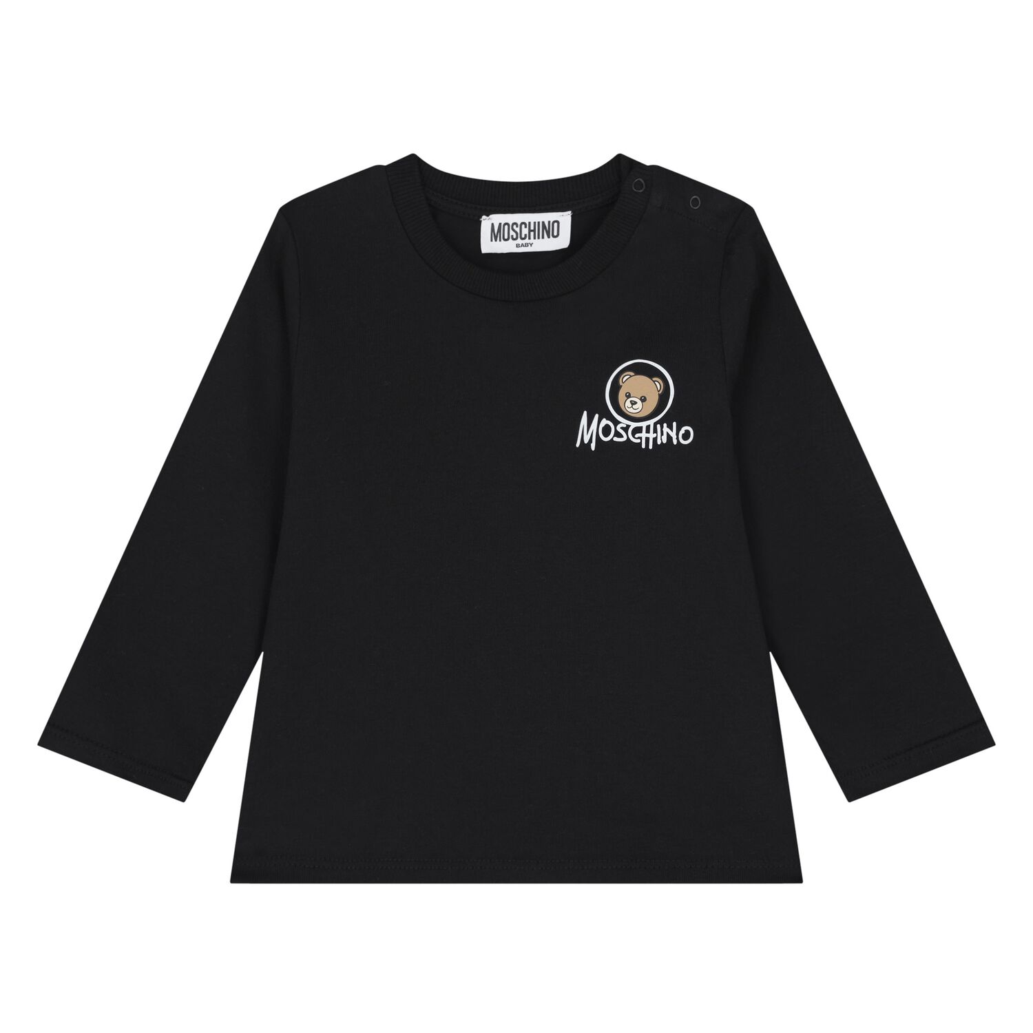Younger Black Teddy Bear Logo Long Sleeve Top, 4, hi-res
