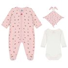 Baby Girls Pink & Ivory Floral Babygrow Gift Set, 1, hi-res
