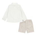 Baby Boys White & Beige Shorts Set, 1, hi-res