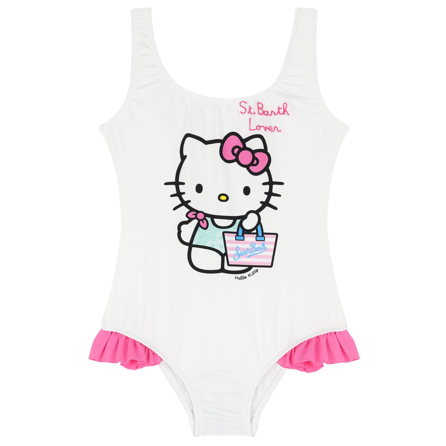 Girls White Hello Kity Swimsuit, 1, hi-res