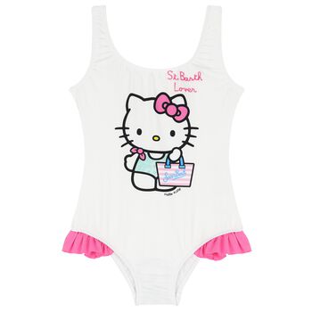 Girls White Hello Kity Swimsuit
