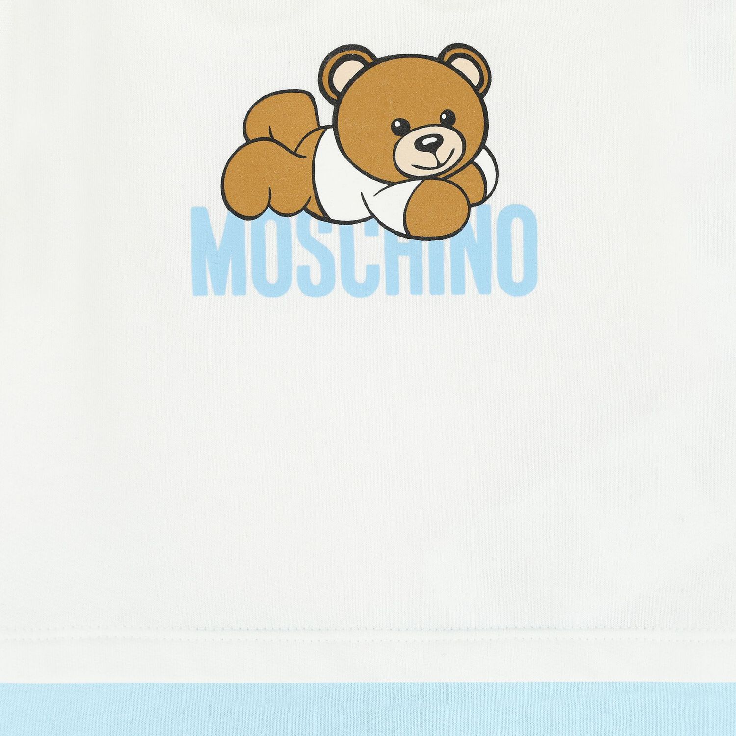 White & Blue Teddy Bear Logo Babygrow, 2, hi-res