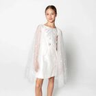 Girls Ivory Flower Cape Tulle Dress , 1, hi-res