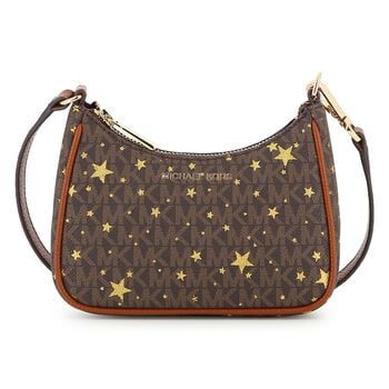 Girls Beige Star & Logo Leather Shoulder Bag ( 17CM )