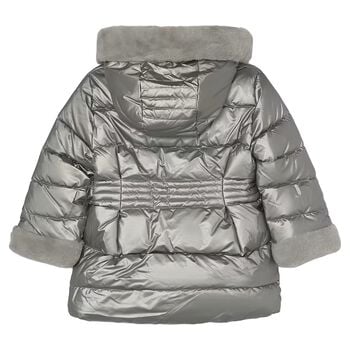 Girls Silver Puffer Coat