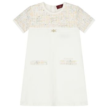 Girls Ivory Logo Dress