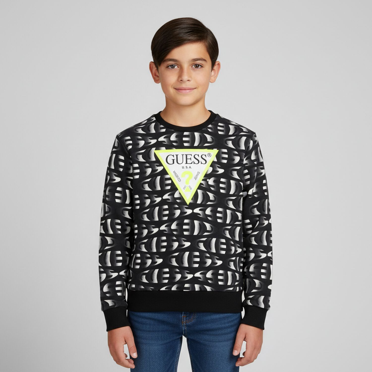 Boys Black Logo Sweatshirt, 1, hi-res image number null
