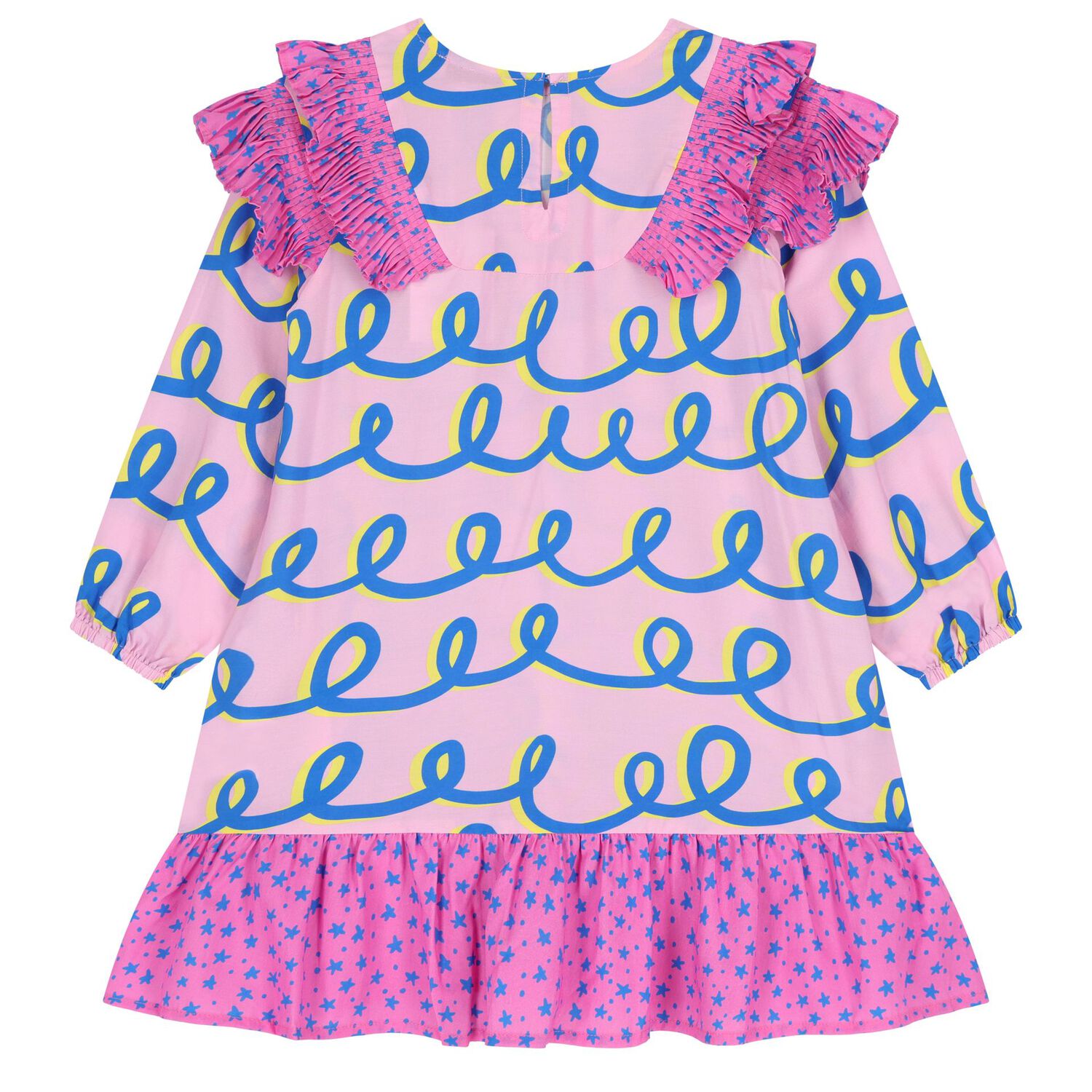 Girls Pink & Yellow Pleated Dress          , 1, hi-res