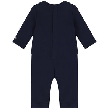 Baby Boys Navy Blue Logo Suit Romper