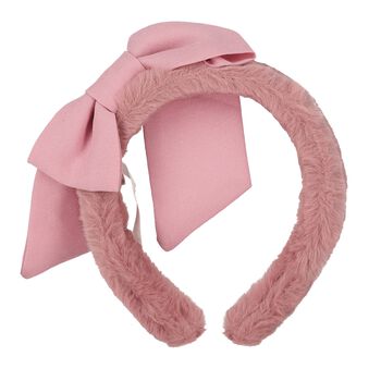 Girls Pink Faux Fur Bow Headband